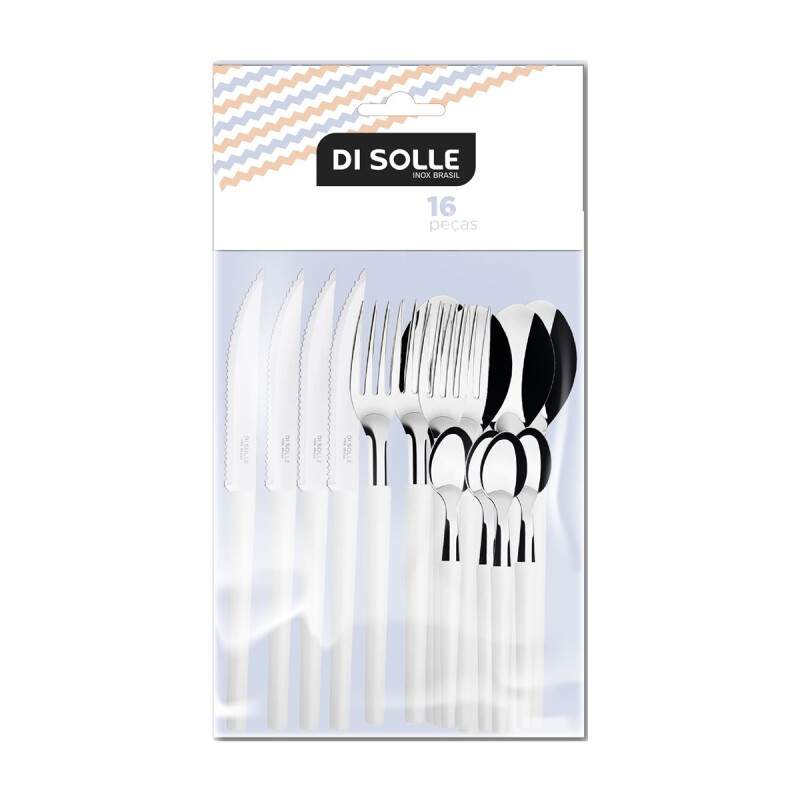 Juego de cubiertos x16 Pzas acero inox BLANCO
