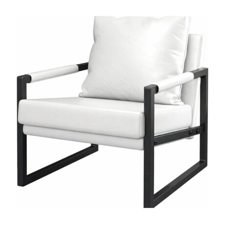 Sillón Individual en Eco Cuero y metal Blanco
