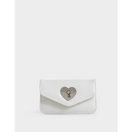 Tarjetero Solapa Corazón Blanco Crudo