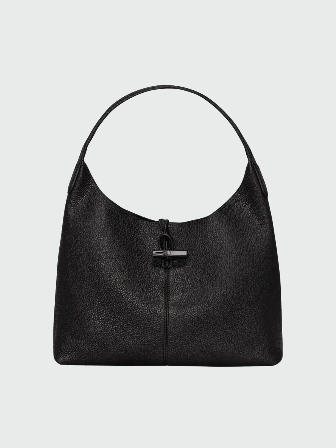 Longchamp -Cartera de cuero flexible Roseau Essential Negro