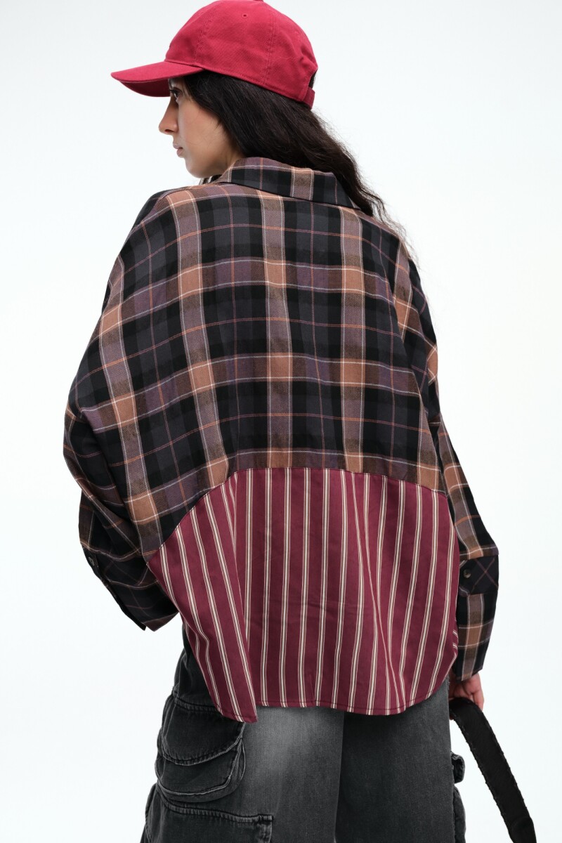 Camisa check y rayas Azul