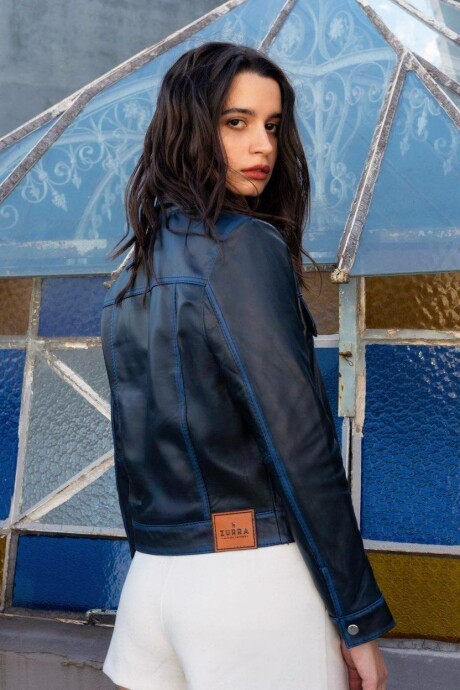 Jeanera de cuero Minerva Azul