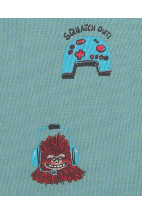 Pijama cuatro piezas de algodón, diseño pie grande y videojuegos Sin color