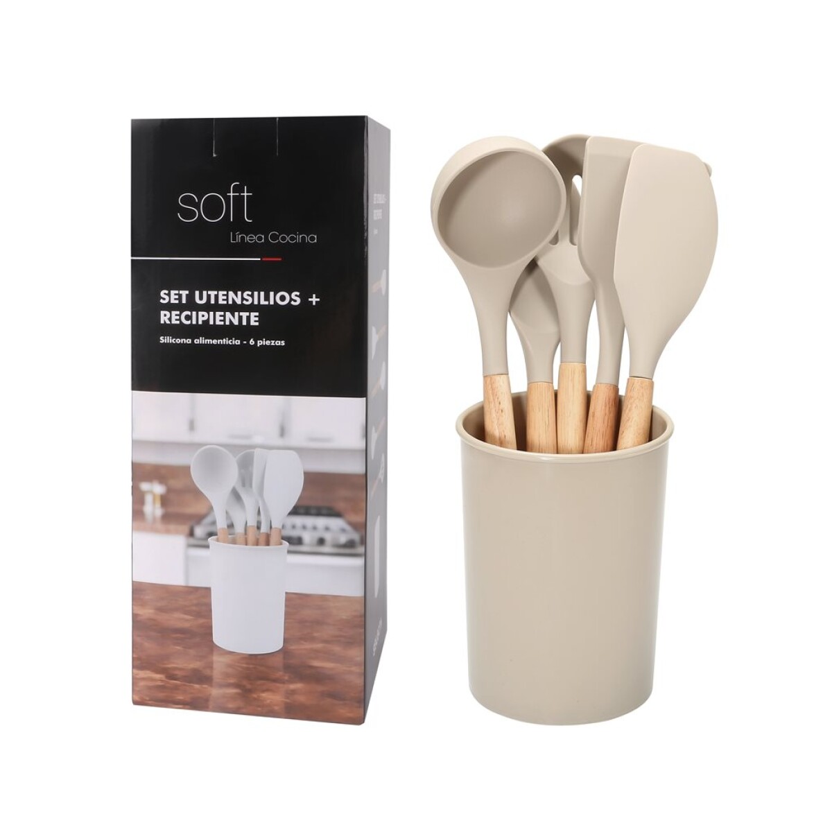 SET 6 PIEZAS MENAGE SILICONA BEIGE 