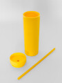 Vaso Con Tapa + Sorbito Beverly Alto Amarillo