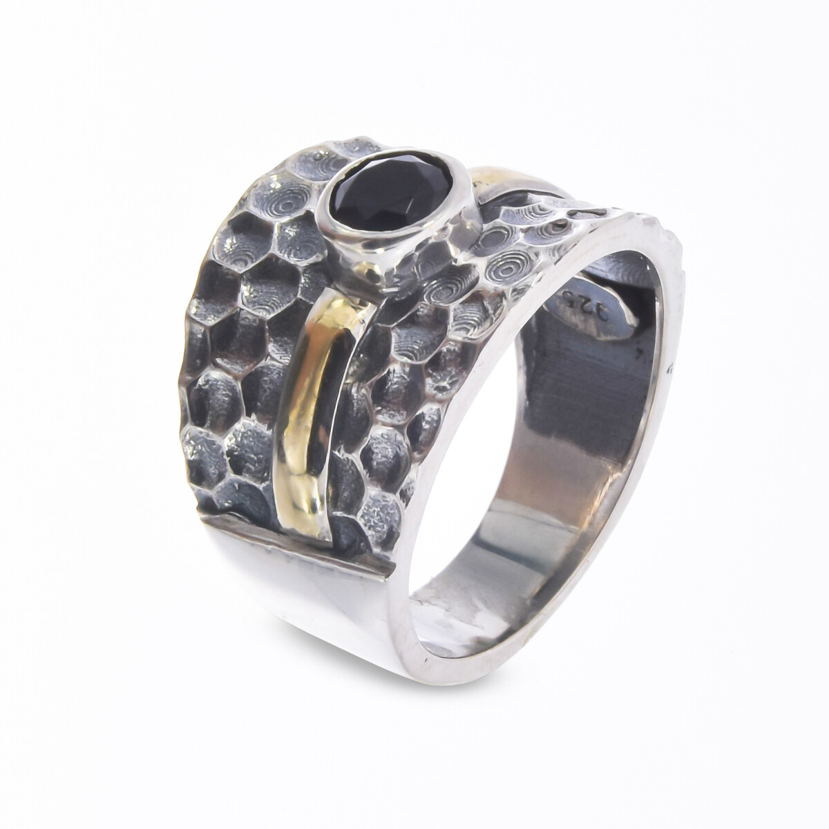 Anillo de plata 925 y double en oro 18 ktes con circonia. 