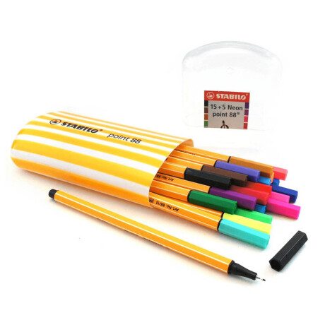 Marcadores Stabilo Lapicera Punta Fibra x20 Estuche 2