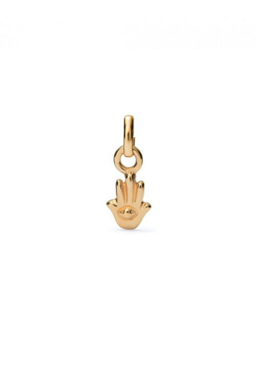 CHARM BAÑADO EN ORO 18K CON FORMA DE MANO DE FÁTIMA. Charm