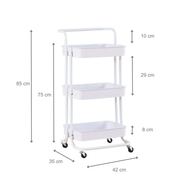 Carrito Organizador Cocina 3 Estantes Carro Con Ruedas Almacenamiento Imback Color Blanco Carrito Organizador Cocina 3 Estantes Carro Con Ruedas Almacenamiento Imback Color Blanco