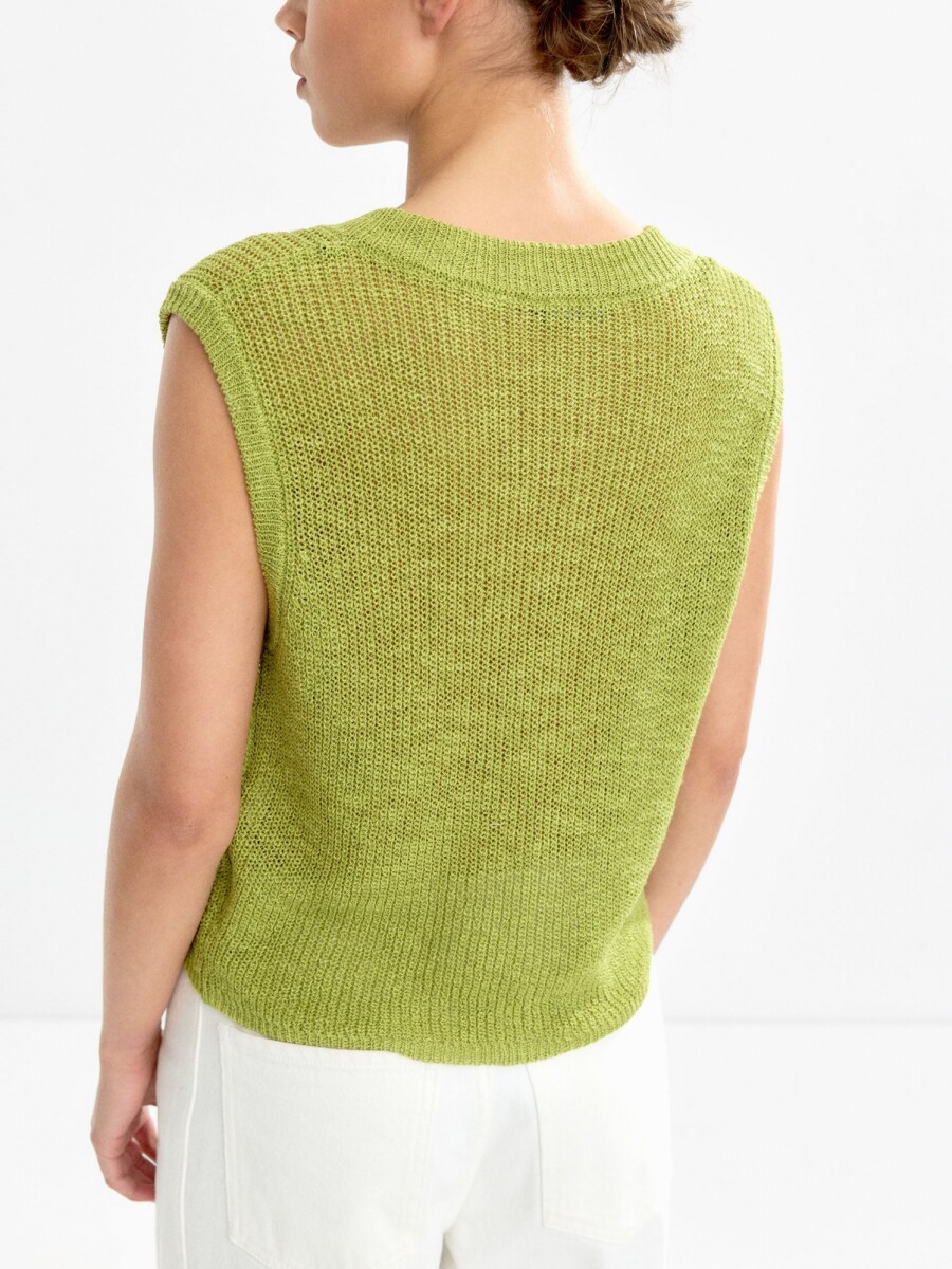 Chaleco De Punto Con Botones verde