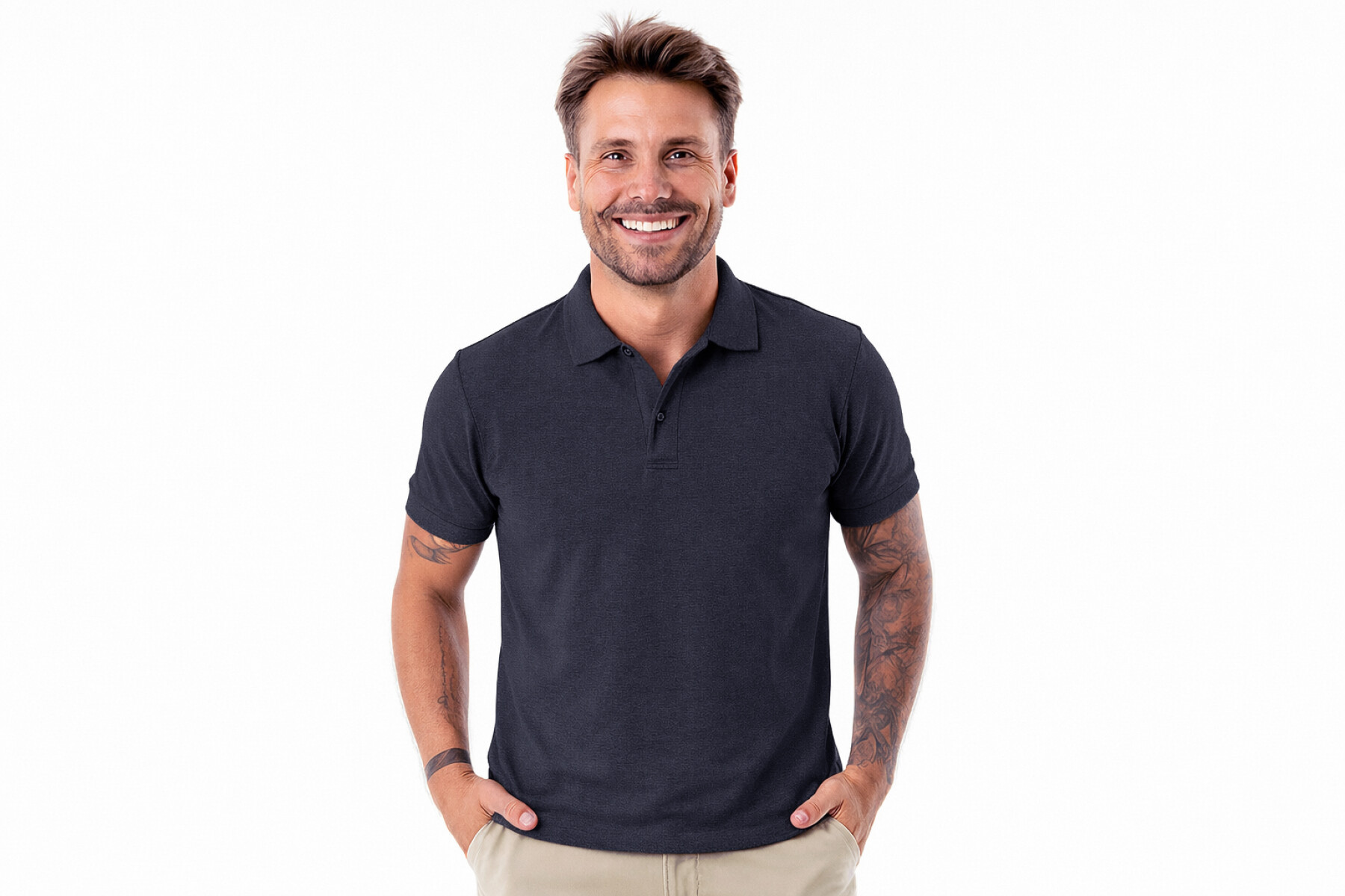 REMERA PIQUE CUELLO POLO 1801 - Gris 