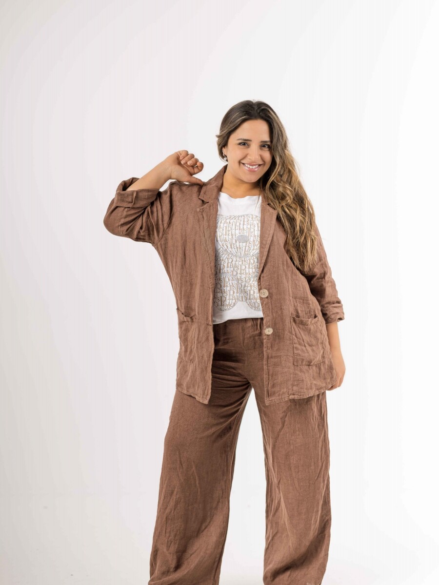 Blazer 100% lino Made in Italy Tostado