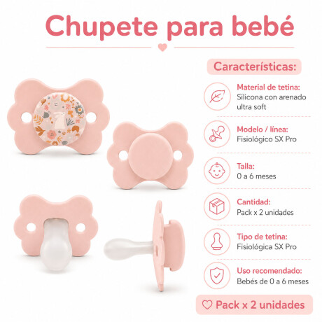 Chupetes Wonderland SX Pro 6-18m Silicona Fisiológico X2 Rosa