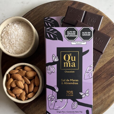 Chocolate 70% cacao con sal de maras y almendras Quma Choco Sal De Maras Y Alm Quma