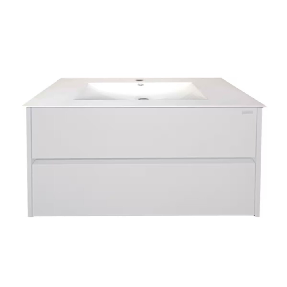 Mueble de baño suspendido White 80 cm con bacha de loza Mueble De Baño Suspendido White 80 Cm Con Bacha De Loza