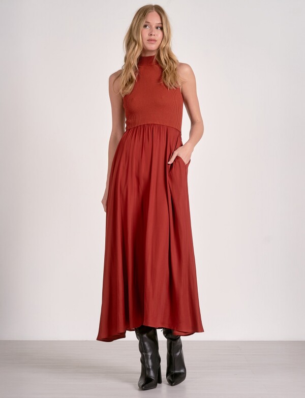 Vestido Maxi Combinado TERRACOTA