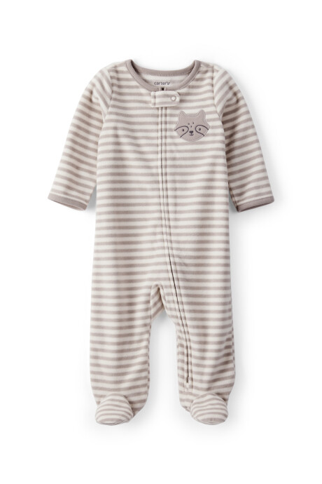 Pijama una pieza de micropolar, con pie, diseño a rayas Sin color