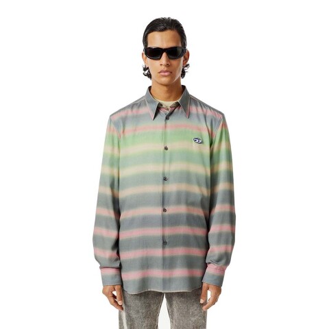 Camisa Diesel S-Tucker-Stripe Hombre Malachite Green
