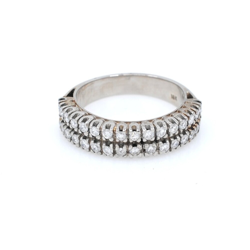 Anillo en oro 18k blanco con 2 hileras de brillantes Anillo en oro 18k blanco con 2 hileras de brillantes