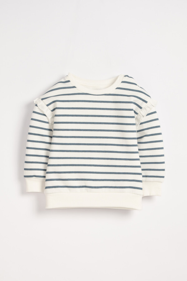 Buzo deportivo con volados Rayas Azul Y Blanco