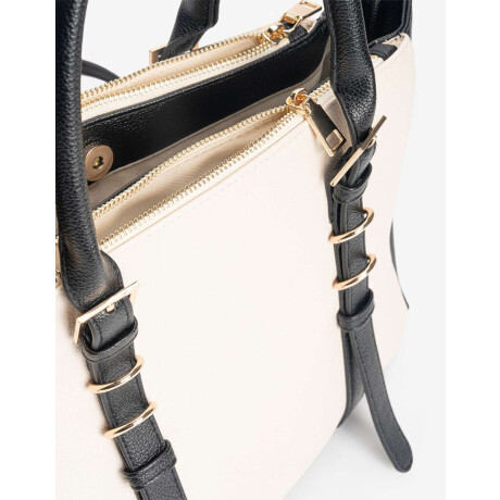 Cartera City Con Doble Asa De Mano Y Detalles De Hebillas Combinacion bicolor