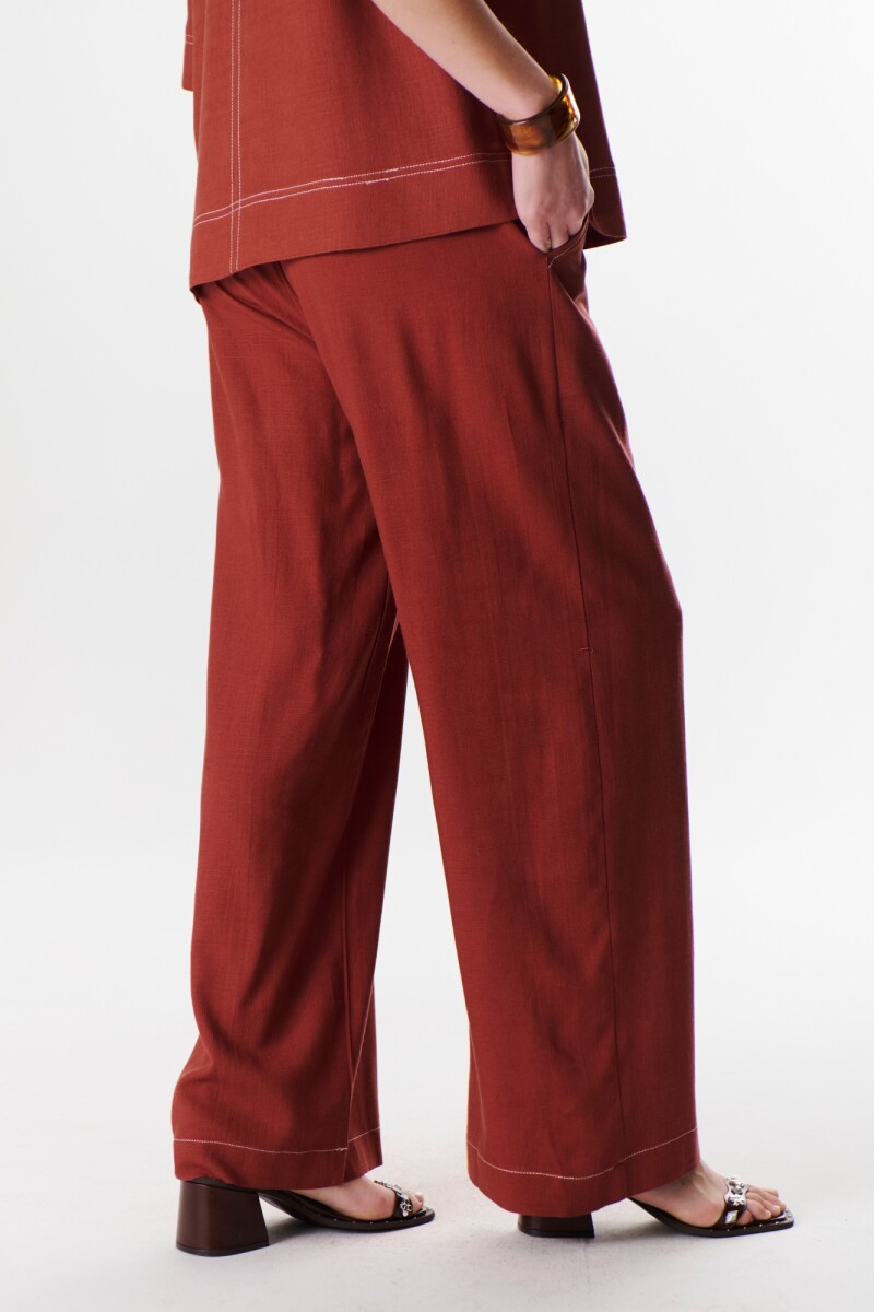 PANTALON LINO POCKET ROJO
