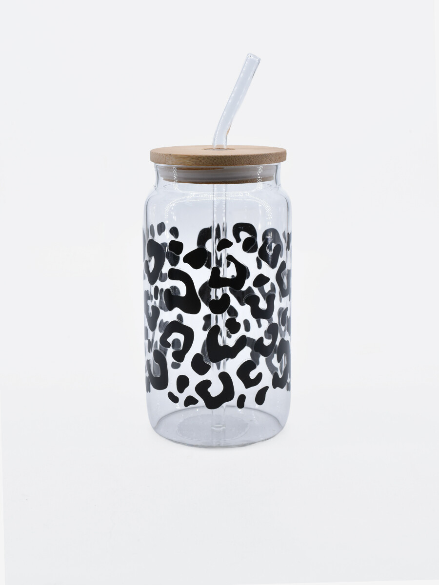 VASO CON SORBITO Y TAPA DE BAMBOO - NEGRO 