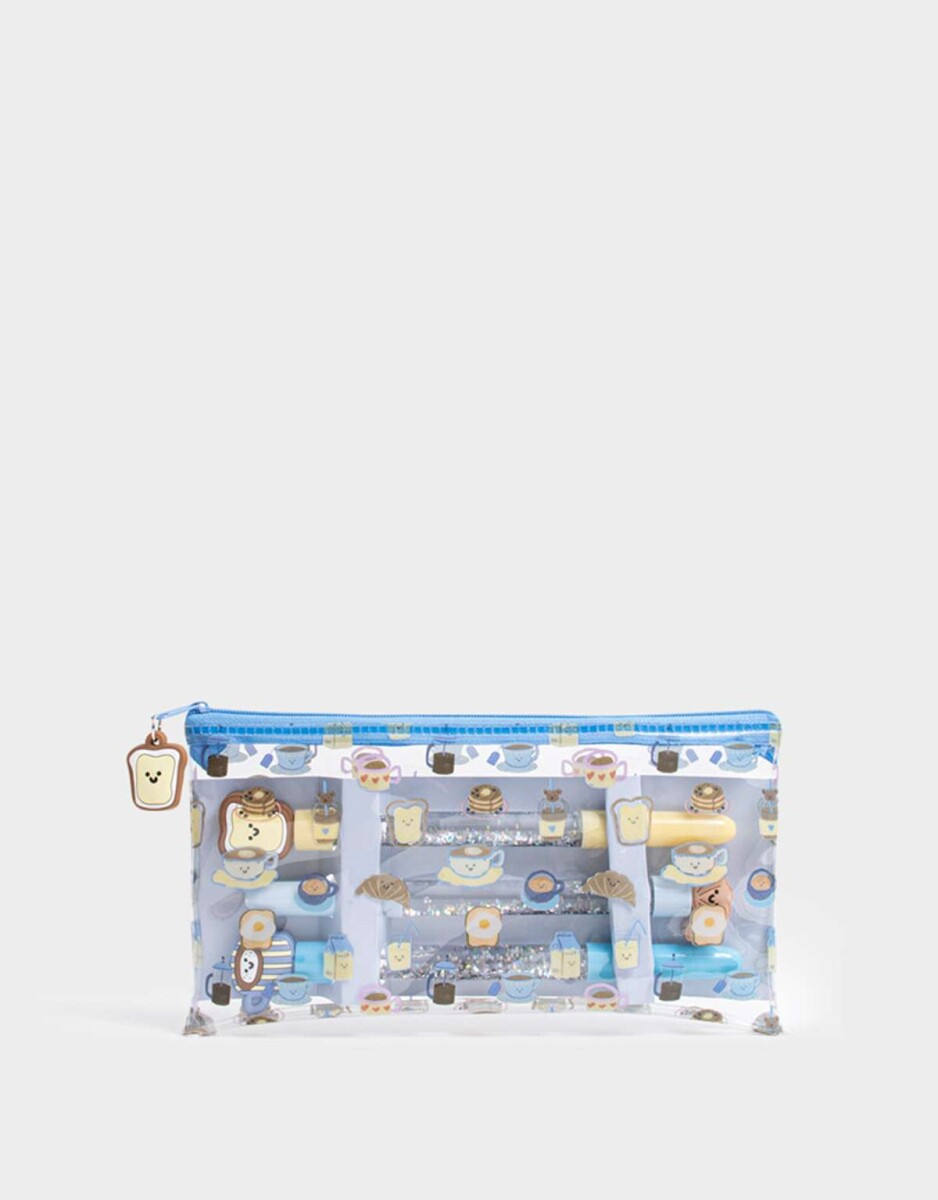 Set De 3 Lapiceras Con Líquido En Estuche De Pvc Estampado - Combinacion Multicolor 