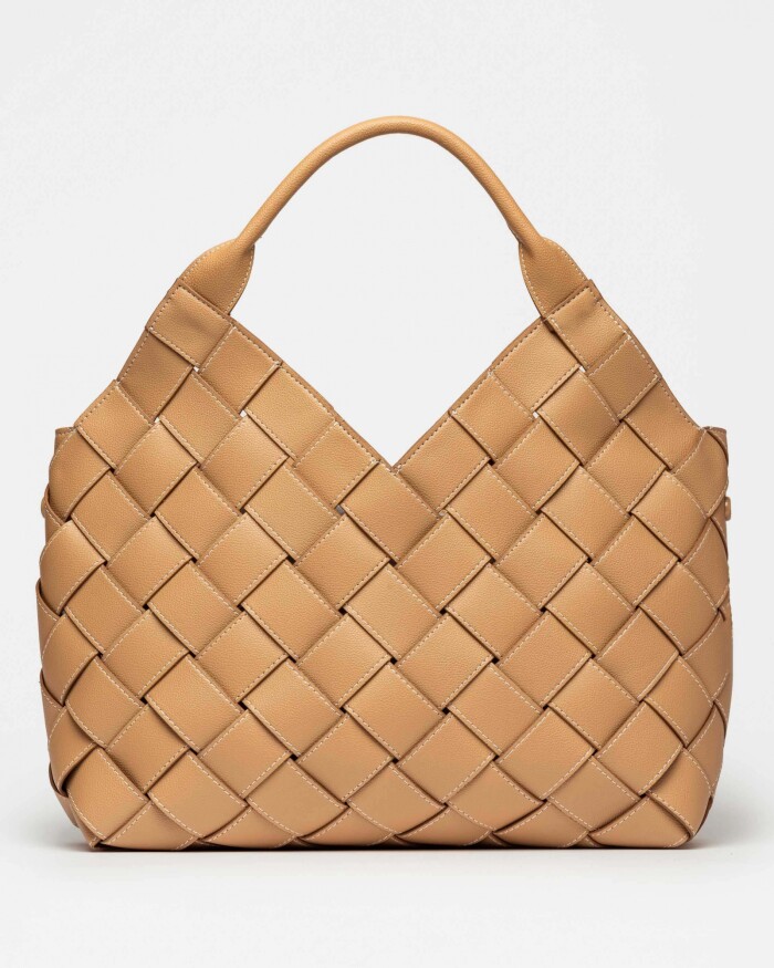 Shopper Rivera en efecto cuero graneado Camel