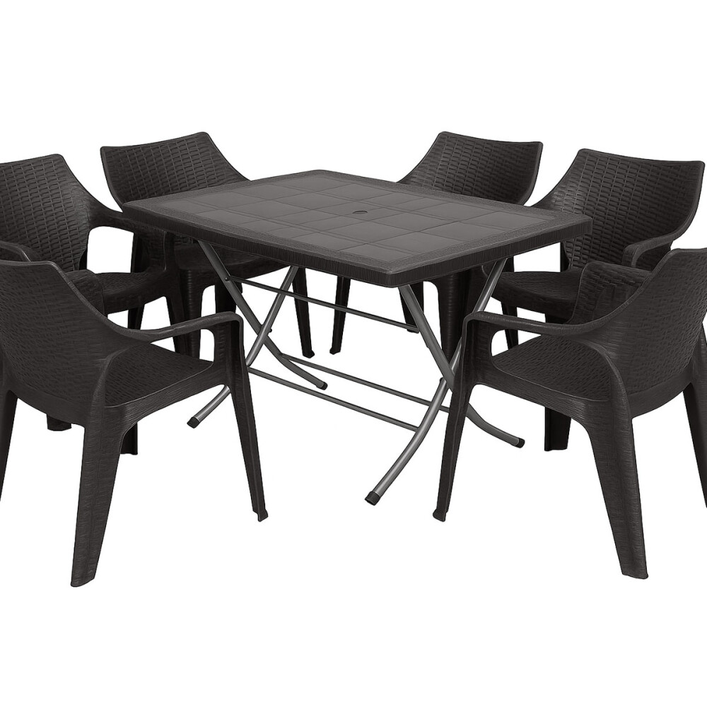 Set Mesa plegable + 6 Sillas Babel Negro