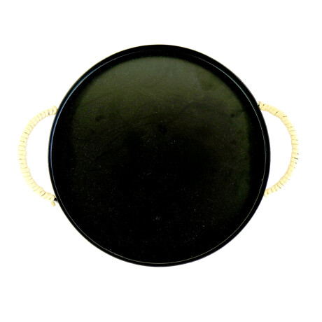 BANDEJA METAL NEGRA 27CM DIAM 1.8CM ASAS FORRADAS BANDEJA METAL NEGRA 27CM DIAM 1.8CM ASAS FORRADAS