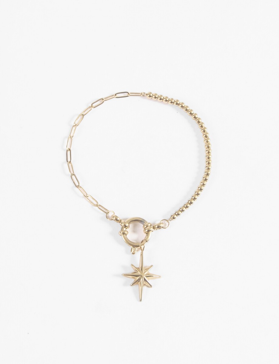 Pulsera acero dije estrella - dorado 