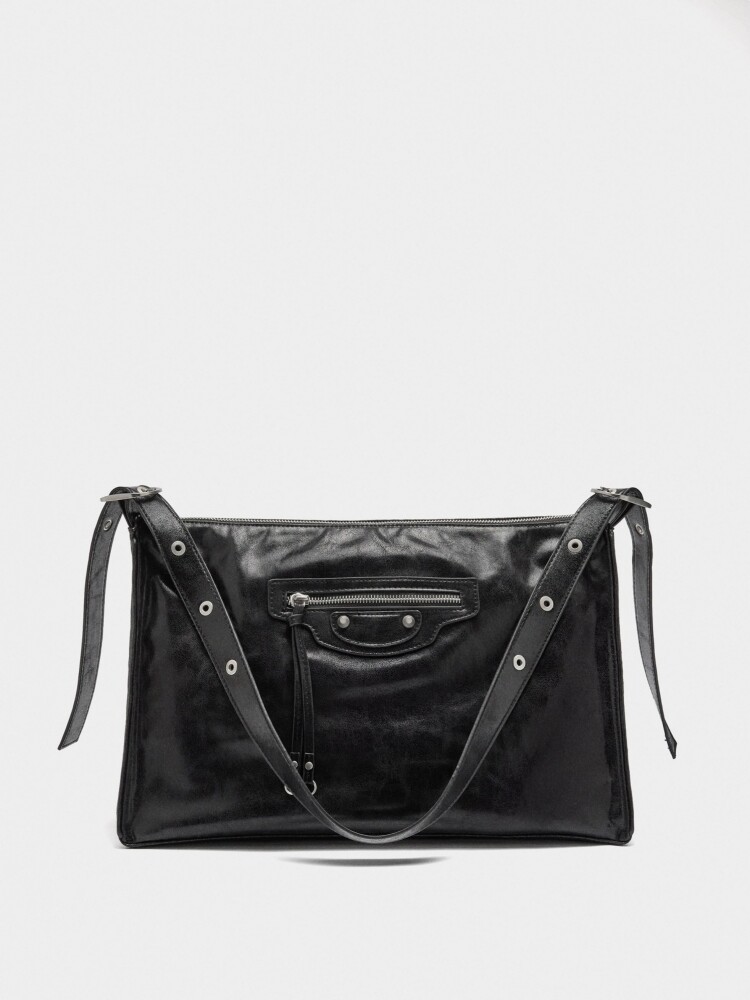 Bolso De Mano De Efecto Envejecido negro