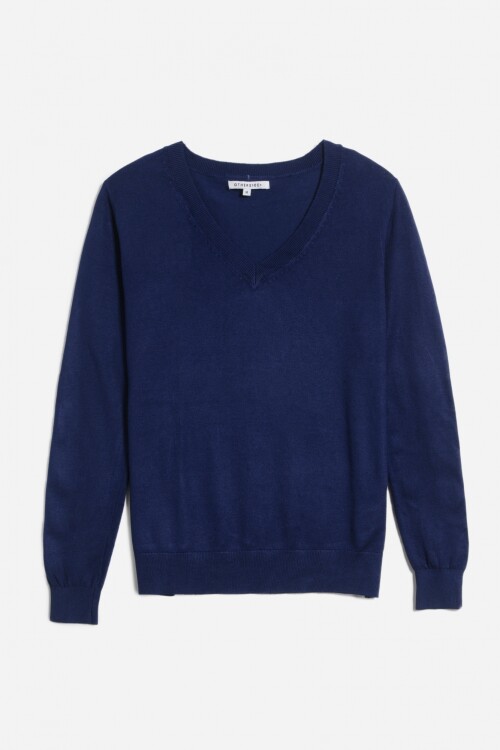 Sweater escote en V liso AZUL FRANCIA