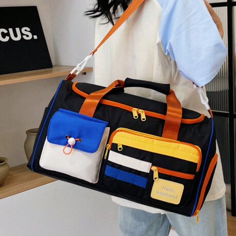 Bolso de viaje con bolsillos múltiples Negro