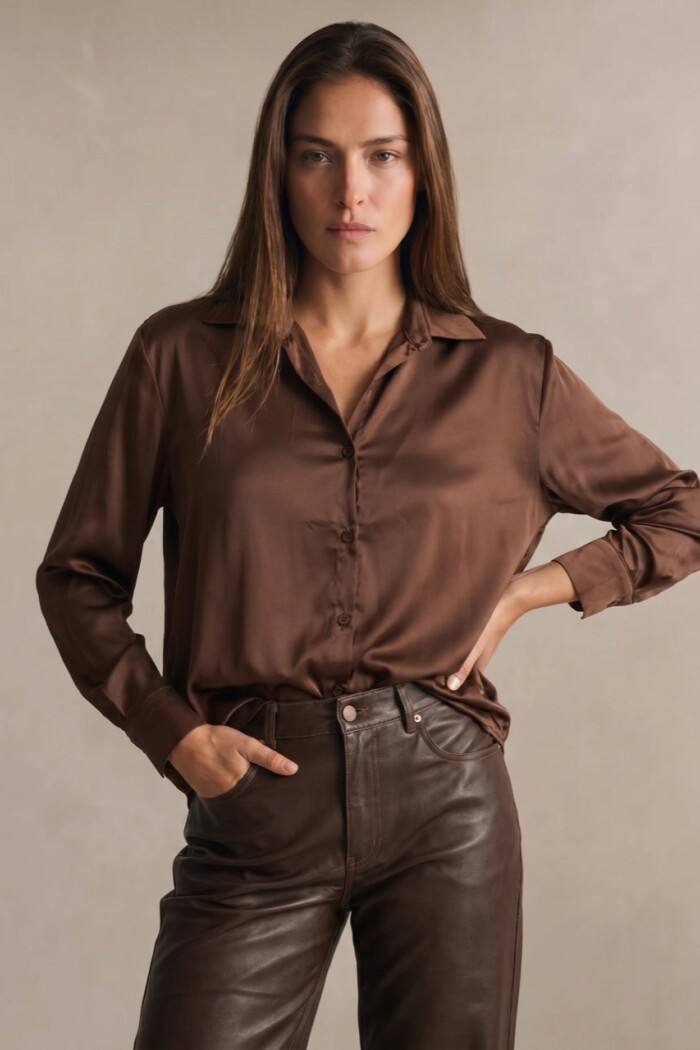 Camisa Saten Chocolate