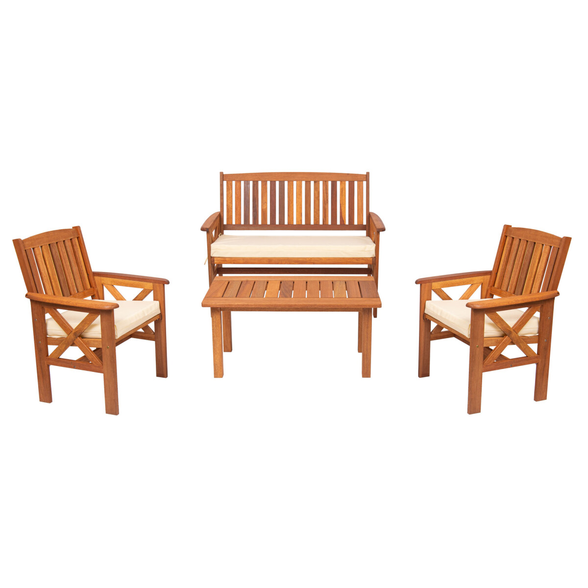 SET DE LIVING - MADERA NATURAL-BEIGE MIAMI 