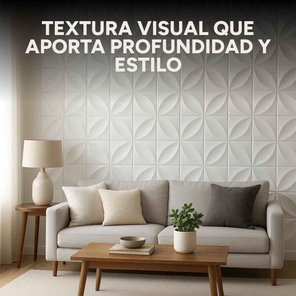 Revestimiento de Pared Panel 3D PVC 50x50cm Ondas Línea X6 Flor Blanco
