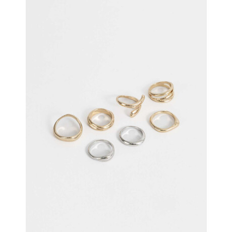 Sets De Anillos Mix Plating Combinacion Bicolor