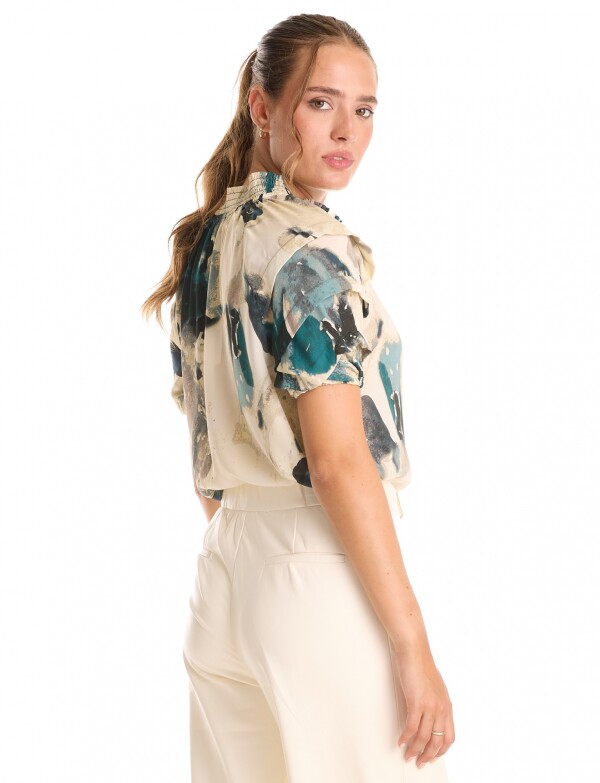 Blusa Gasa Print MULTI/VERDE