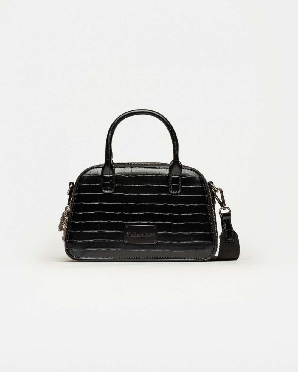 Cartera de mano New Penny en efecto cuero croco Negro
