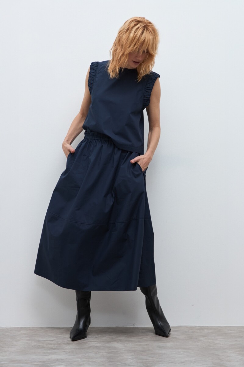 Blusa sisa drapeada azul marino