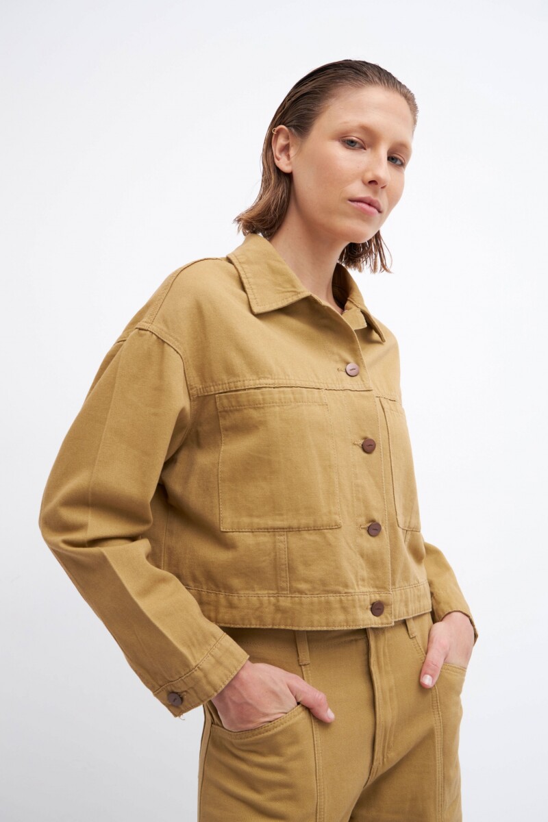 Campera corta con bolsillos - verde musgo 