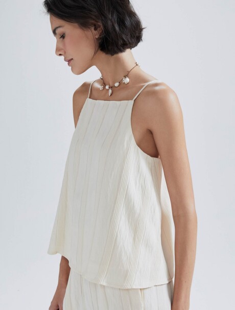 BLUSA SIN MANGAS CON TEXTURA BEIGE