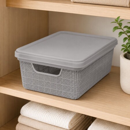 Caja organizadora Simil Rattan 1,8 litros Gris Caja organizadora Simil Rattan 1,8 litros Gris