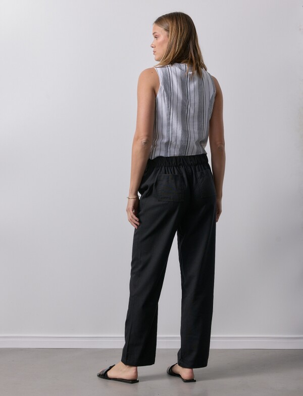 Pantalon Lino Solid NEGRO
