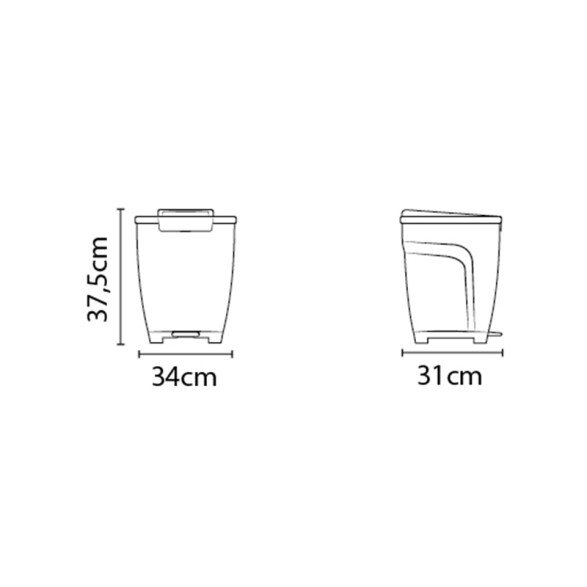 Basurero "T-FORCE" 15 Lt. en polipropileno gris -TRAMONTINA TD0415