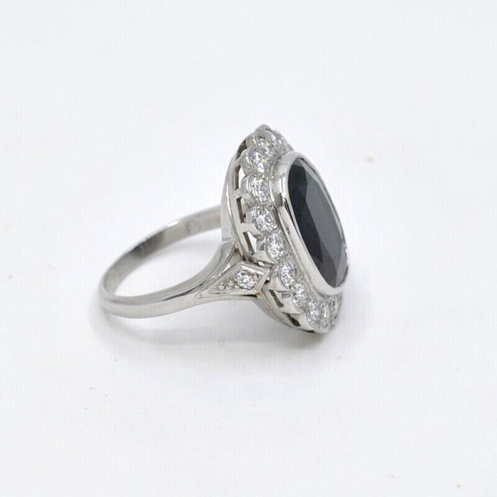 Anillo Nuevo En Platino, Zafiro Y Brillantes Anillo Nuevo En Platino, Zafiro Y Brillantes