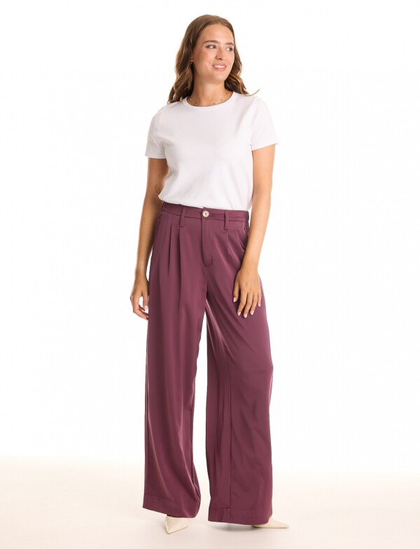 Pantalon Saten Wide BORDEAUX