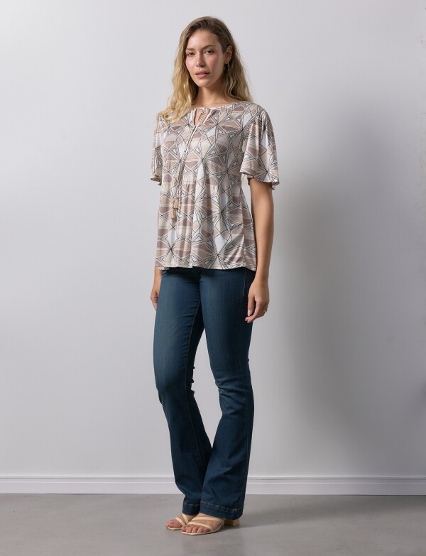 Blusa Plisada BEIGE/MULTI